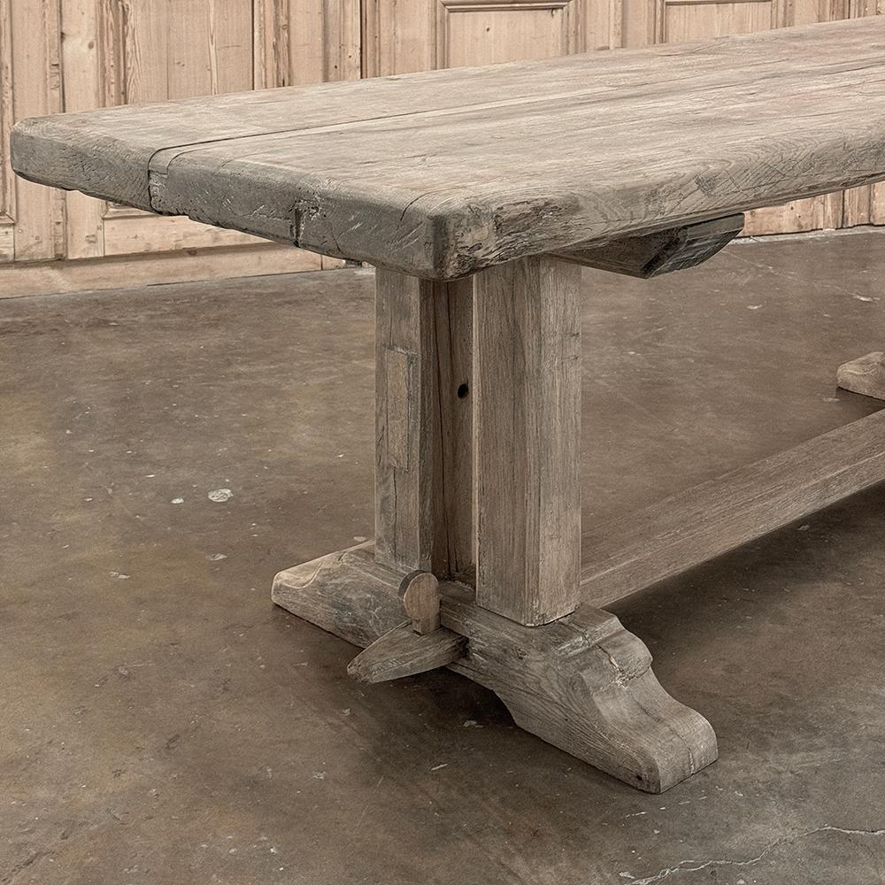 Antique Country French Stripped Oak Trestle Table For Sale 12