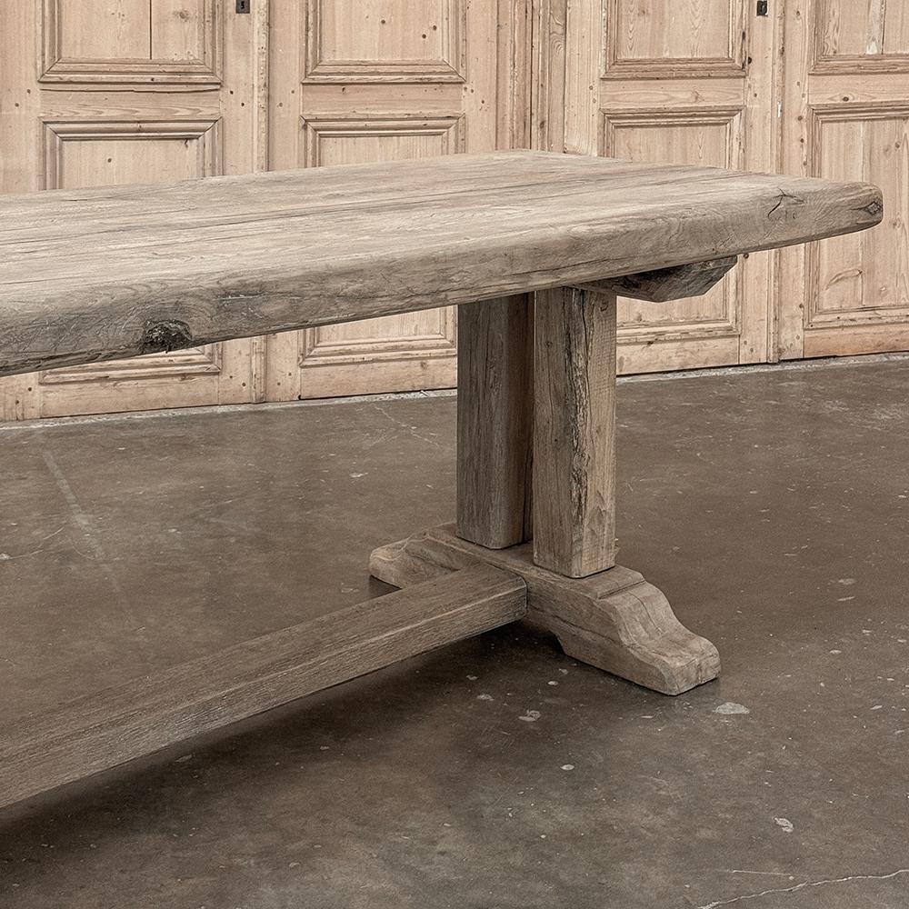 Antique Country French Stripped Oak Trestle Table For Sale 13
