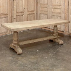Antique Country French Stripped Oak Trestle Table