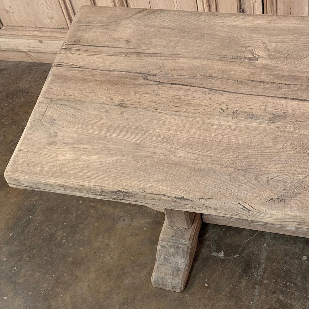 20th Century Antique Country French Stripped Oak Trestle Table For Sale