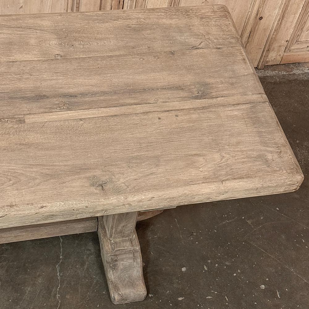 Antique Country French Stripped Oak Trestle Table For Sale 2