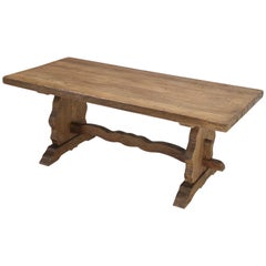 Antique Country French Trestle Dining or Kitchen Table, Completely Restored