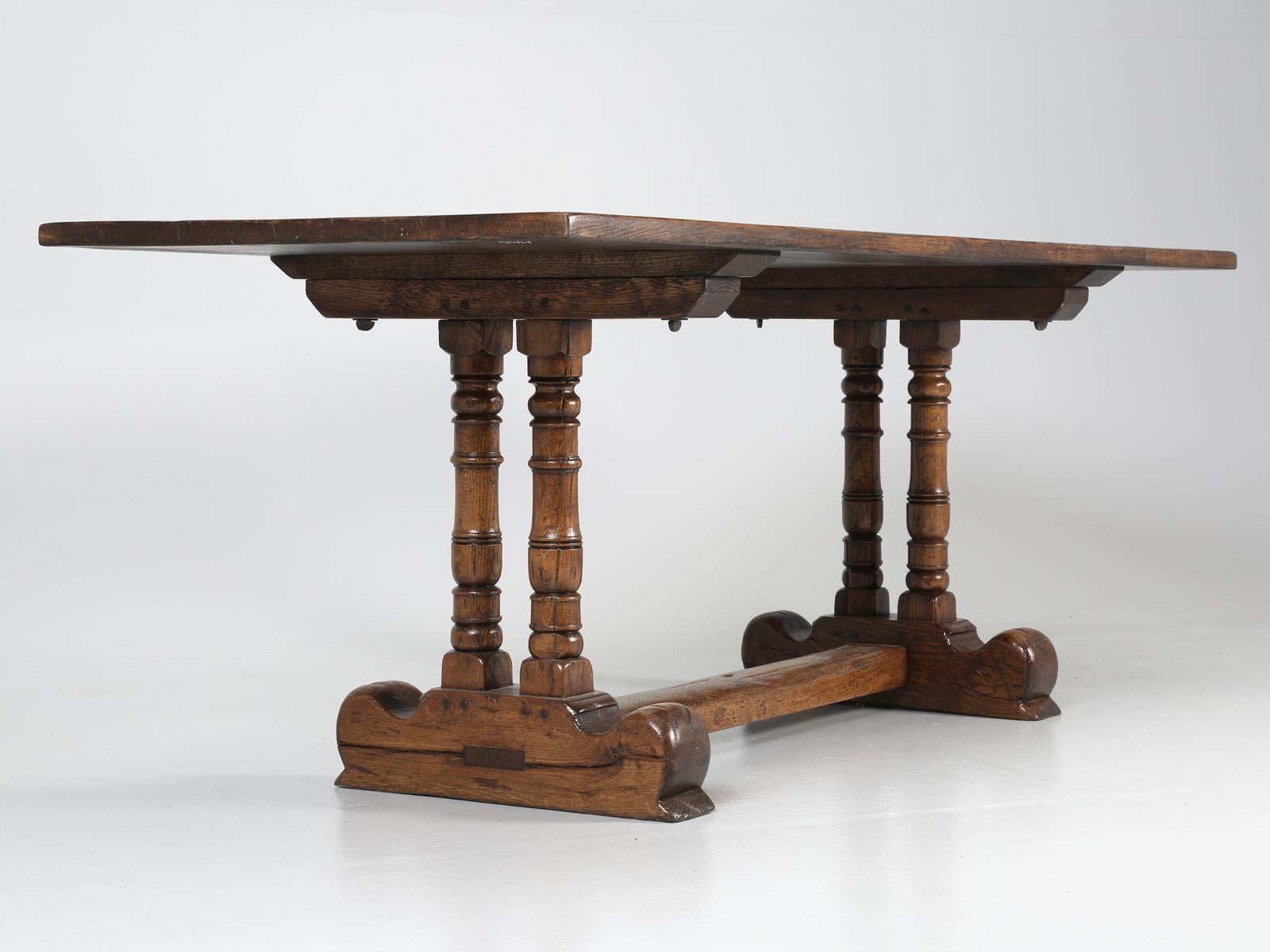 Antique Country French Trestle Dining Table in Solid Oak, circa 1700s 5