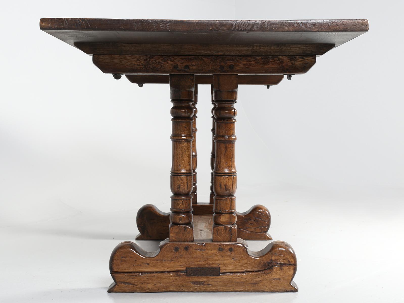 Antique Country French Trestle Dining Table in Solid Oak, circa 1700s 6