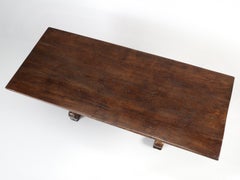 Antique Country French Trestle Dining Table in Solid Oak, circa 1700s