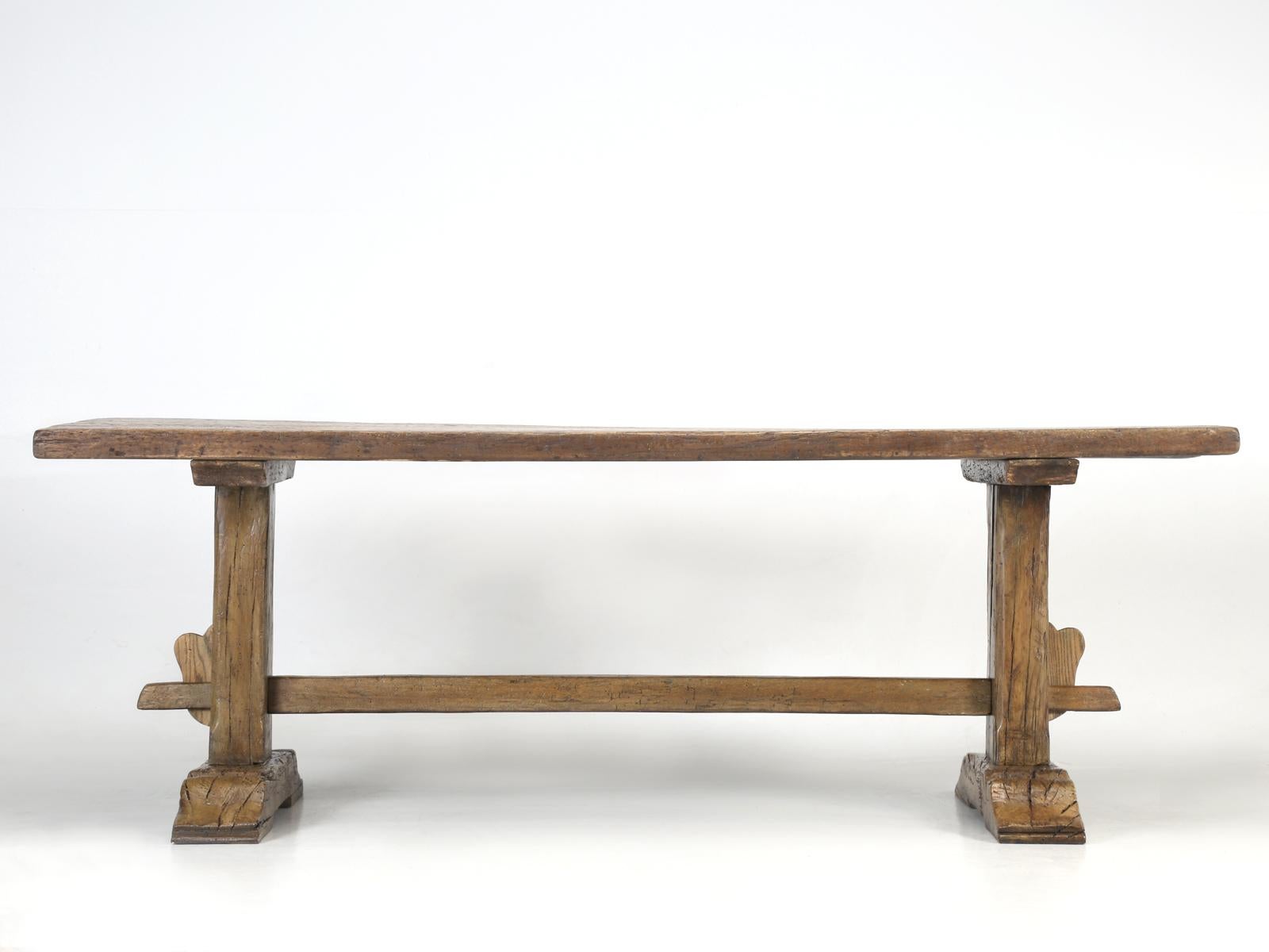 Antique Country French Trestle Oak Dining, Farm Table or Kitchen Table Restored 5