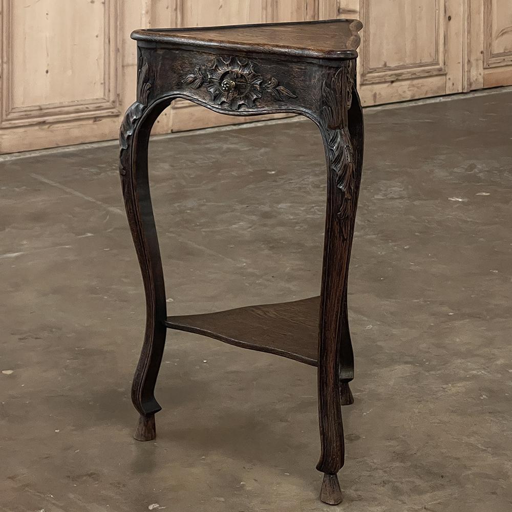 Hand-Carved Antique Country French Triangular Lamp Table ~ Drink Table