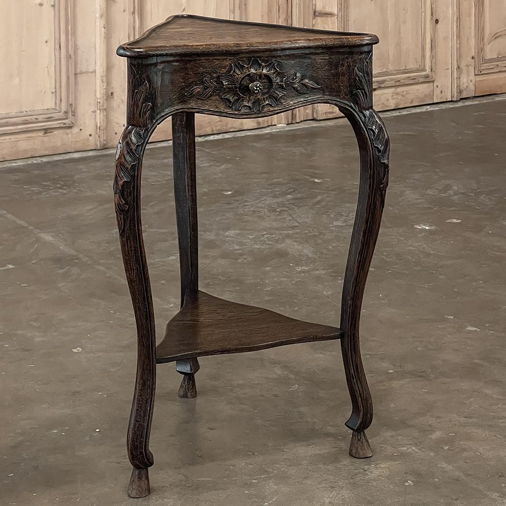 20th Century Antique Country French Triangular Lamp Table ~ Drink Table
