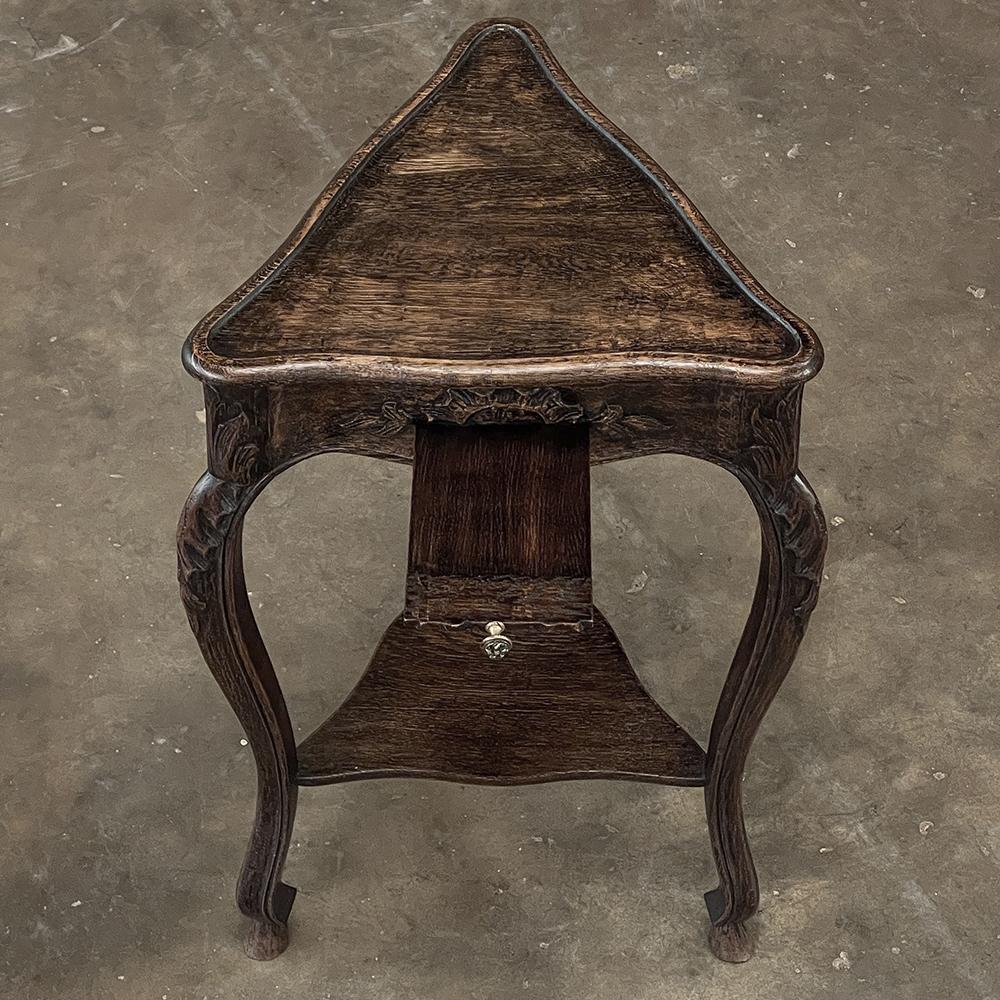 Oak Antique Country French Triangular Lamp Table ~ Drink Table