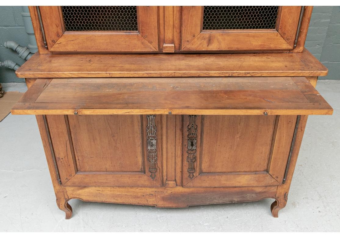 19th Century Antique Country French Walnut Buffet a Deux Corps For Sale