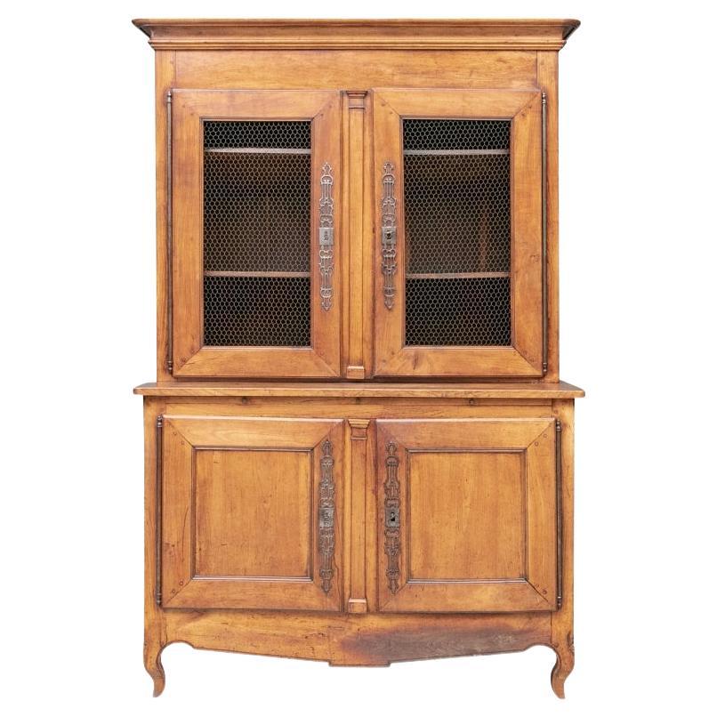 Antique Country French Walnut Buffet a Deux Corps For Sale
