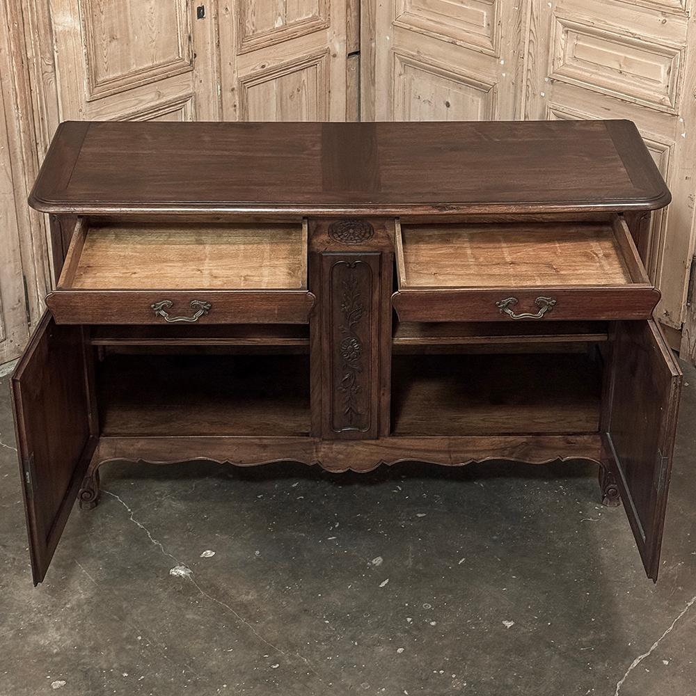 Brass Antique Country French Walnut Buffet ~ Enfilade For Sale