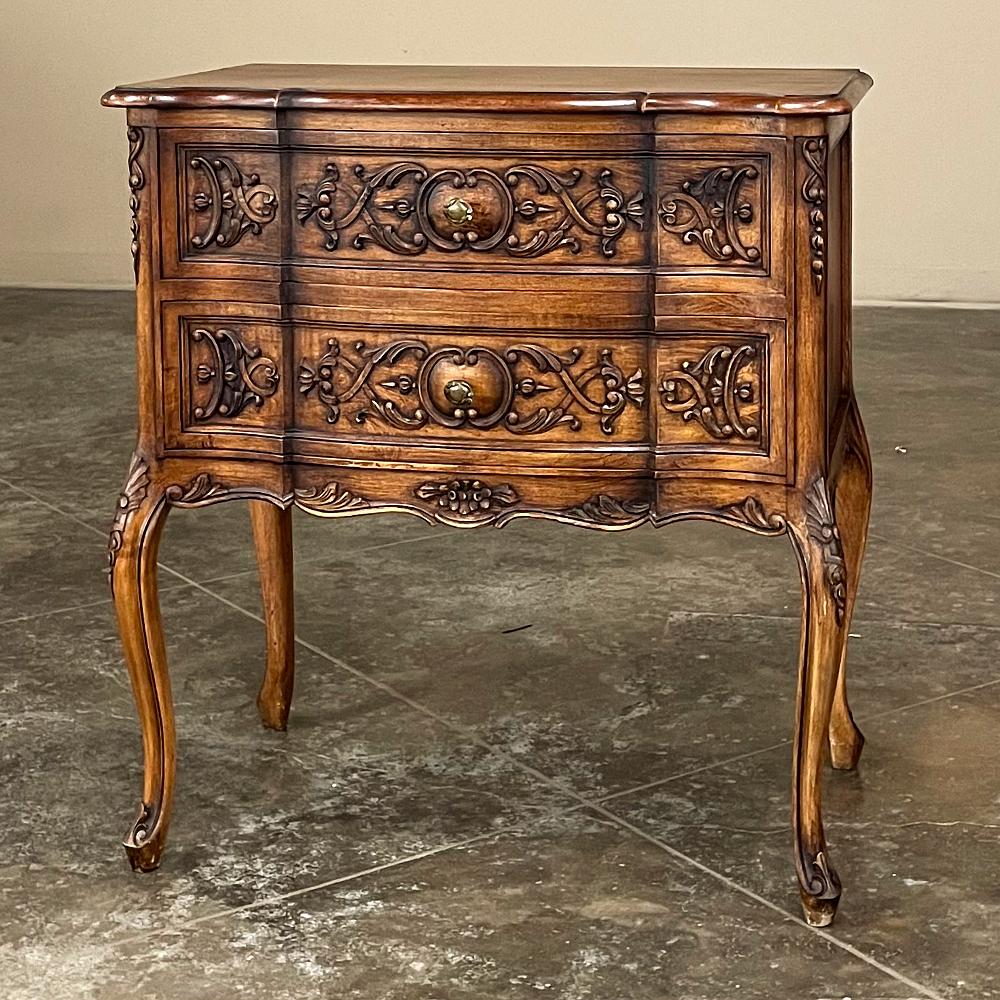 Hand-Carved Antique Country French Walnut Commode For Sale