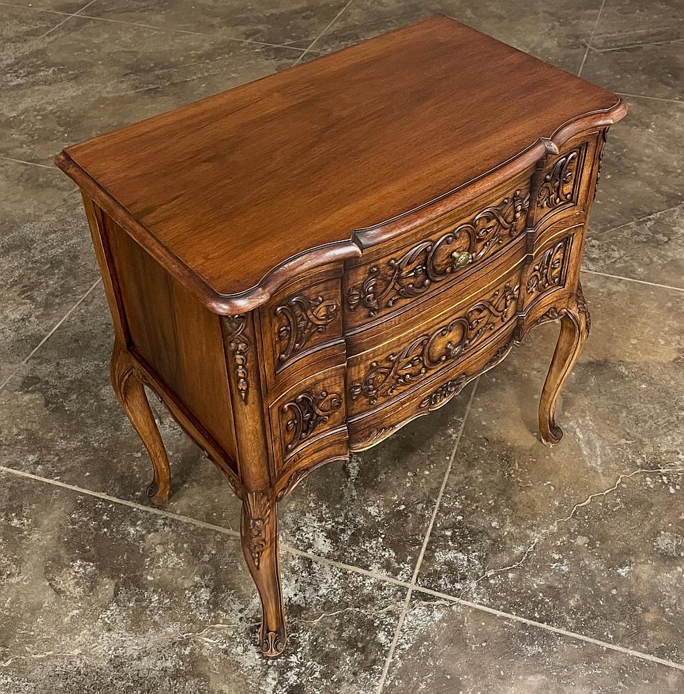 Brass Antique Country French Walnut Commode For Sale