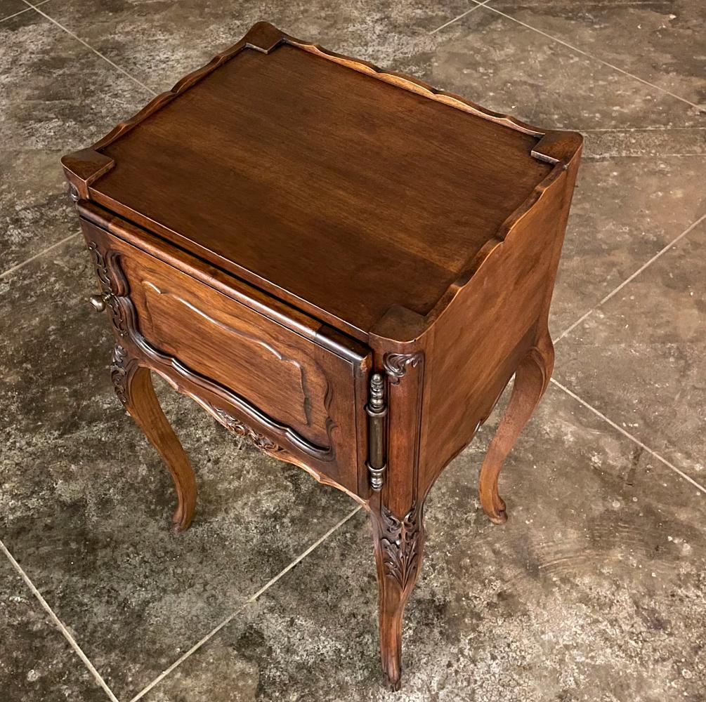 Hand-Crafted Antique Country French Walnut Nightstand, End Table For Sale