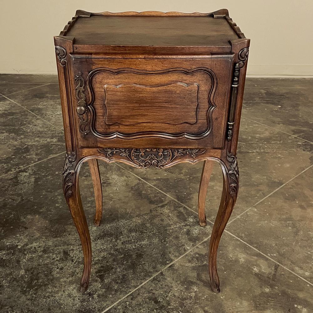 Antique Country French Walnut Nightstand, End Table For Sale 1