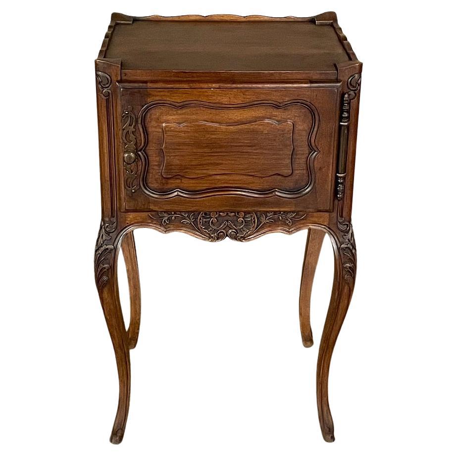 Antique Country French Walnut Nightstand, End Table