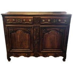 Antique Country French Walnut Sideboard