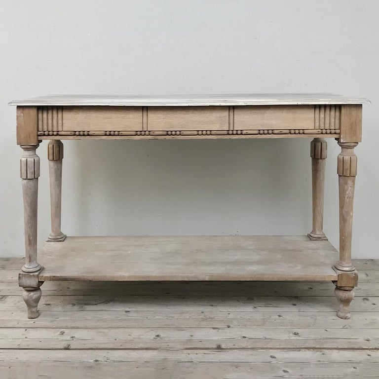 Antique Country French Whitewashed Console, Sofa Table For Sale at 1stdibs