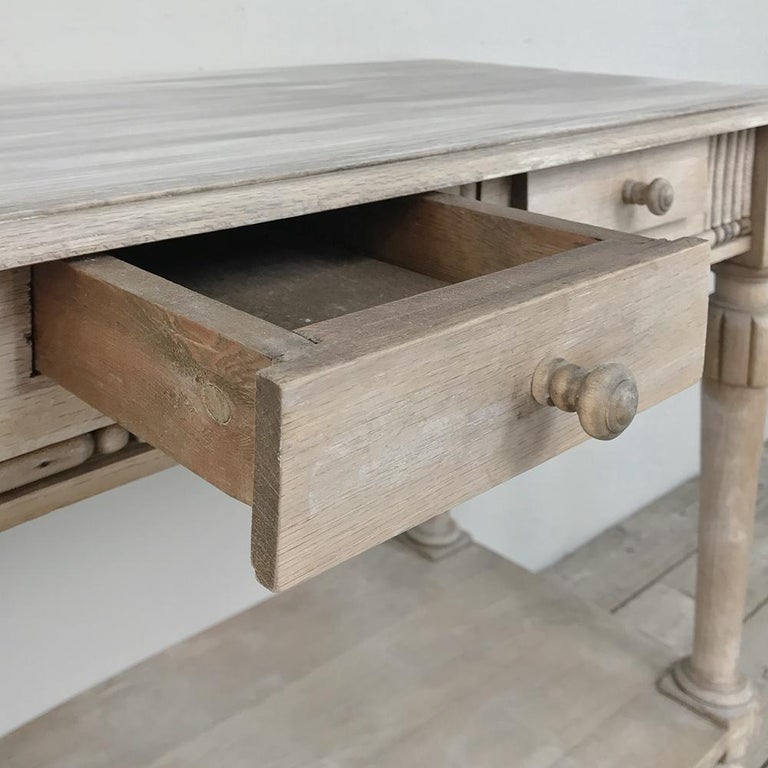 Antique Country French Whitewashed Console, Sofa Table For Sale at 1stdibs
