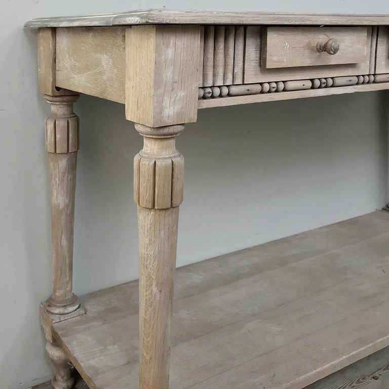 Antique Country French Whitewashed Console, Sofa Table For Sale at 1stdibs