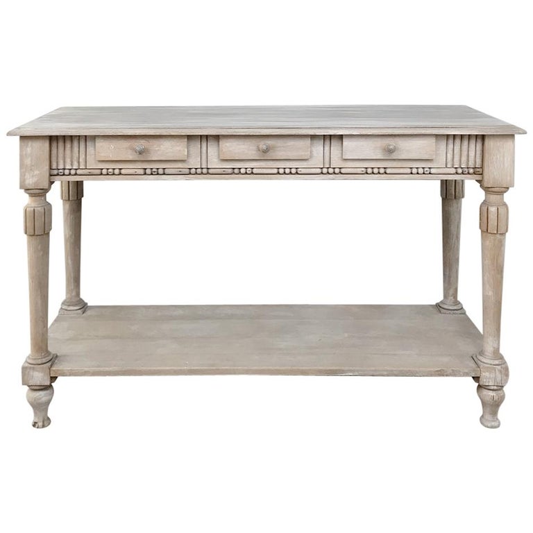 Antique Country French Whitewashed Console Sofa Table For At Antique Country French Whitewashed