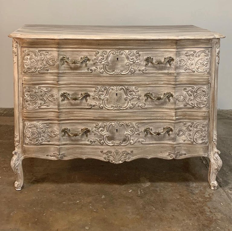 Antique Country French Whitewashed Oak Commode at 1stdibs