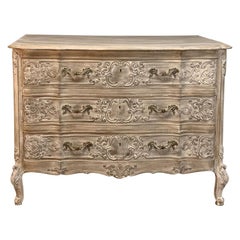 Antique Country French Whitewashed Oak Commode