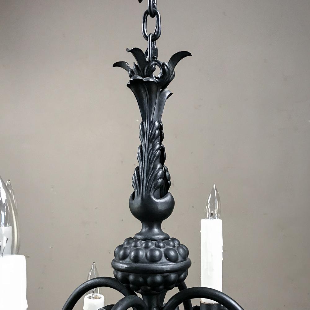 Antique Country French Wrought Iron Chandelier 6