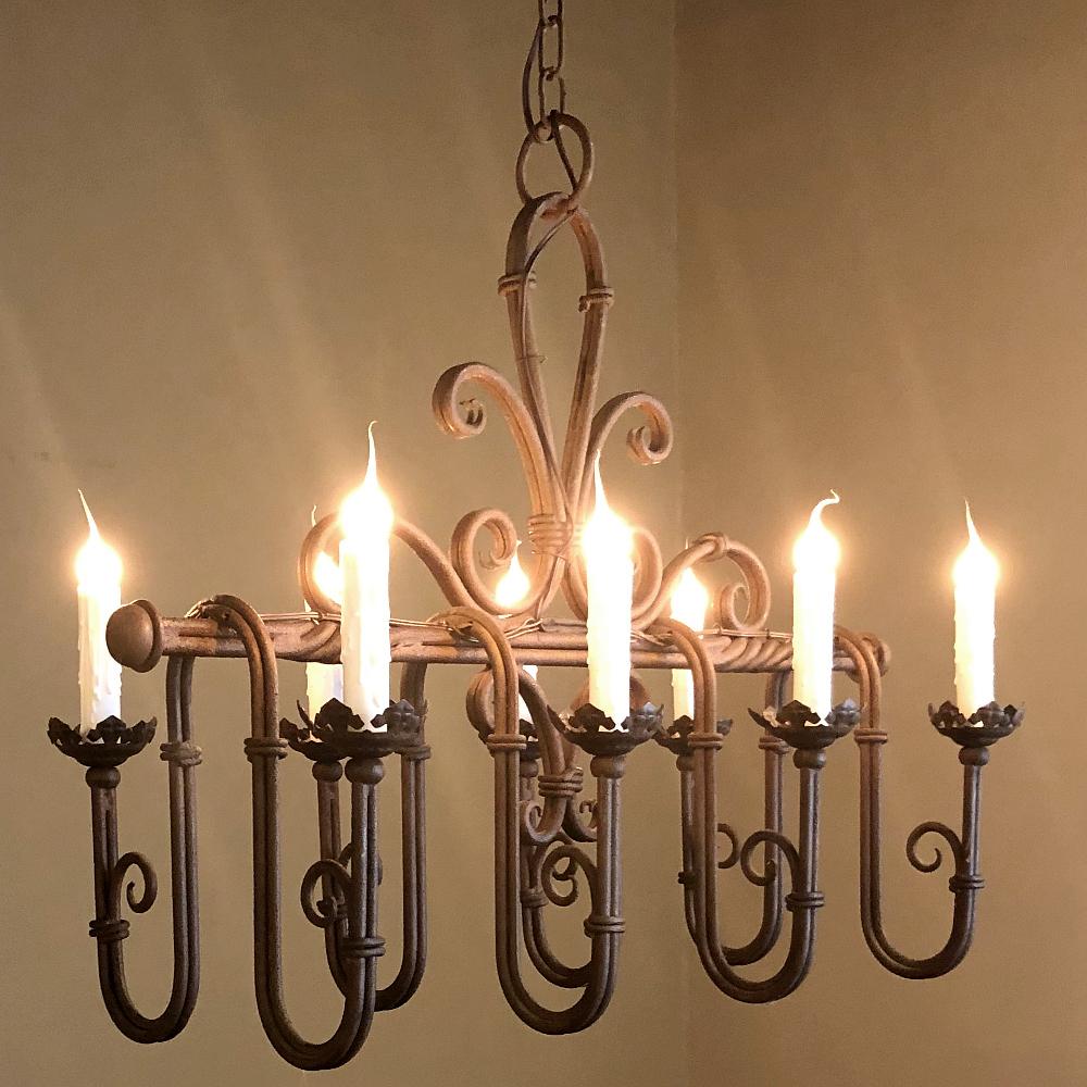 Antique Country French Wrought Iron Chandelier For Sale 3