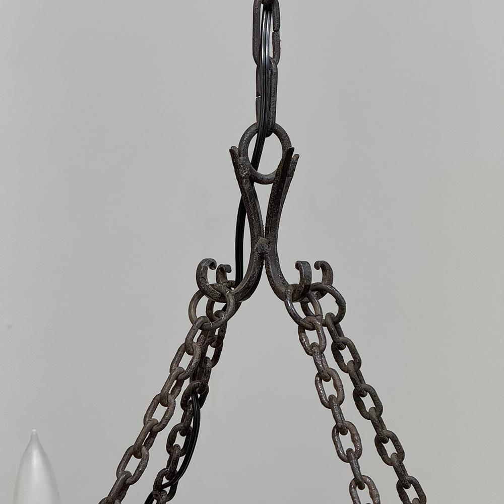 Antique Country French Wrought Iron Chandelier For Sale 6