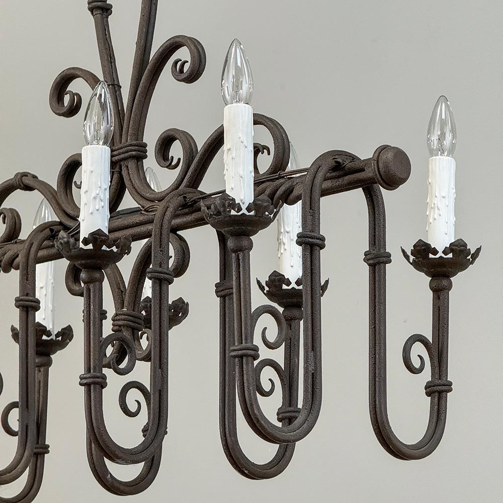 Antique Country French Wrought Iron Chandelier For Sale 7
