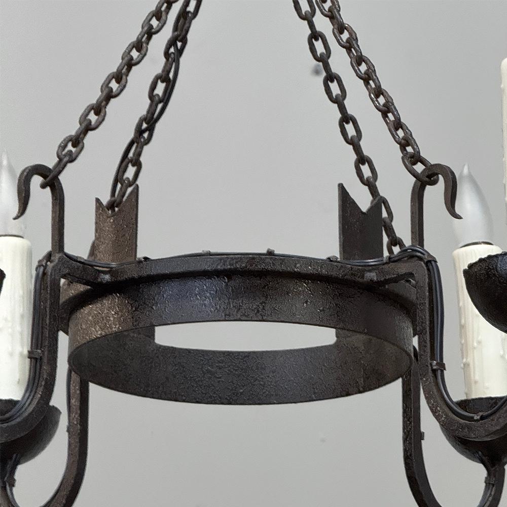 Antique Country French Wrought Iron Chandelier For Sale 8