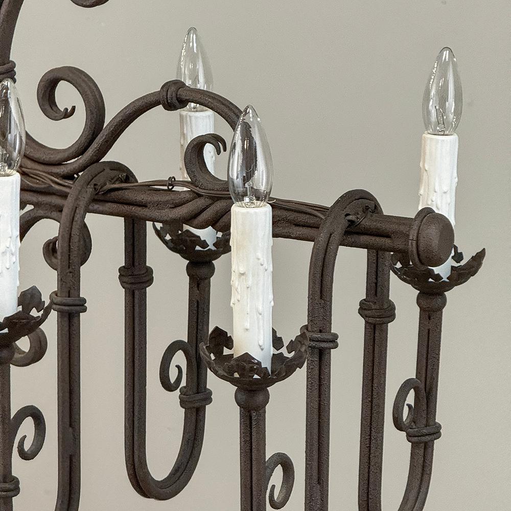 Antique Country French Wrought Iron Chandelier For Sale 8