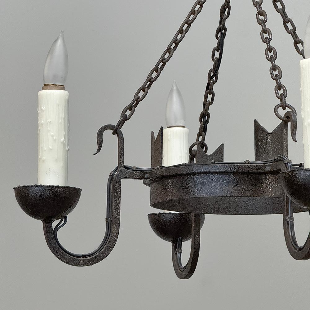 Antique Country French Wrought Iron Chandelier For Sale 9