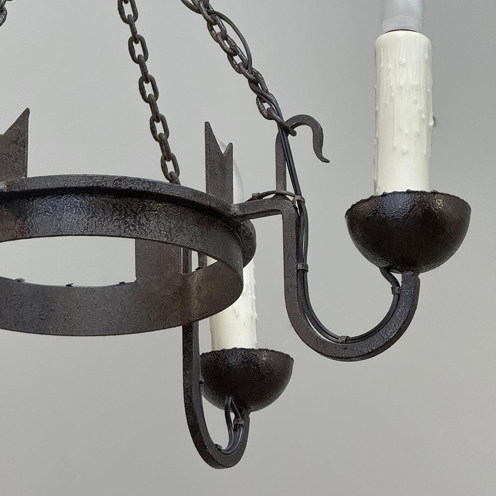 Antique Country French Wrought Iron Chandelier For Sale 10