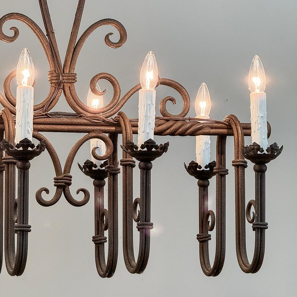 Antique Country French Wrought Iron Chandelier For Sale 10