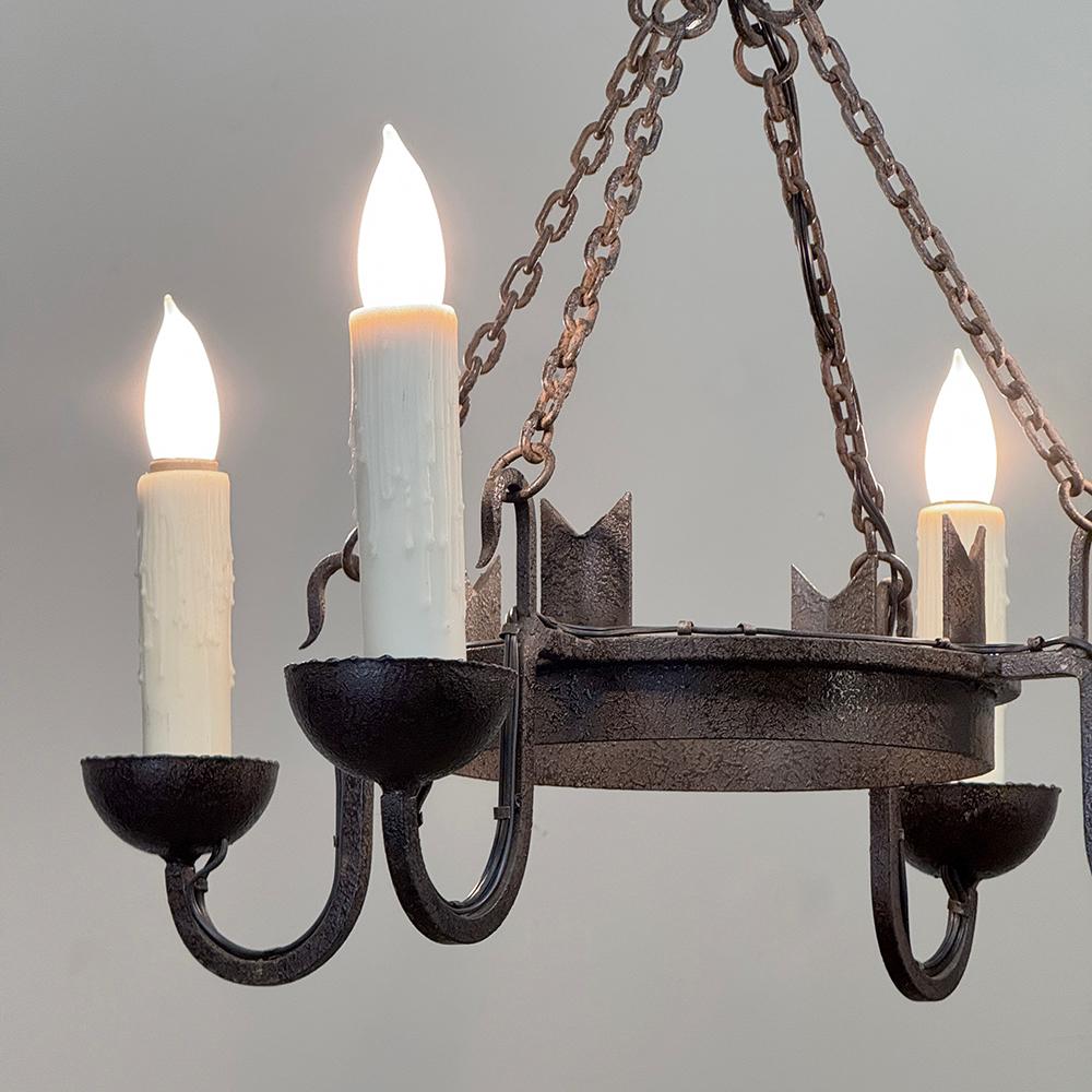 Antique Country French Wrought Iron Chandelier For Sale 11