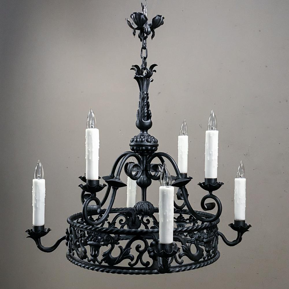 Antique Country French Wrought Iron Chandelier 1
