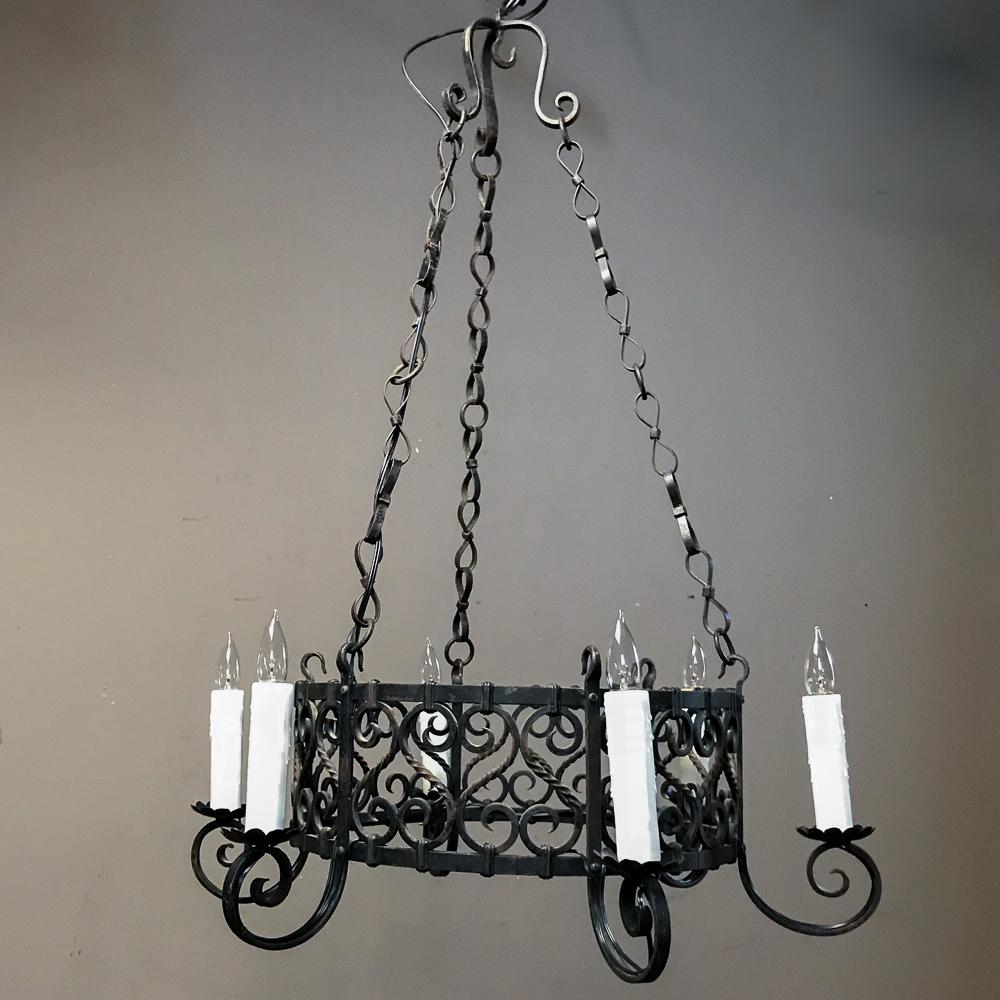 Antique Country French Wrought Iron Chandelier 1