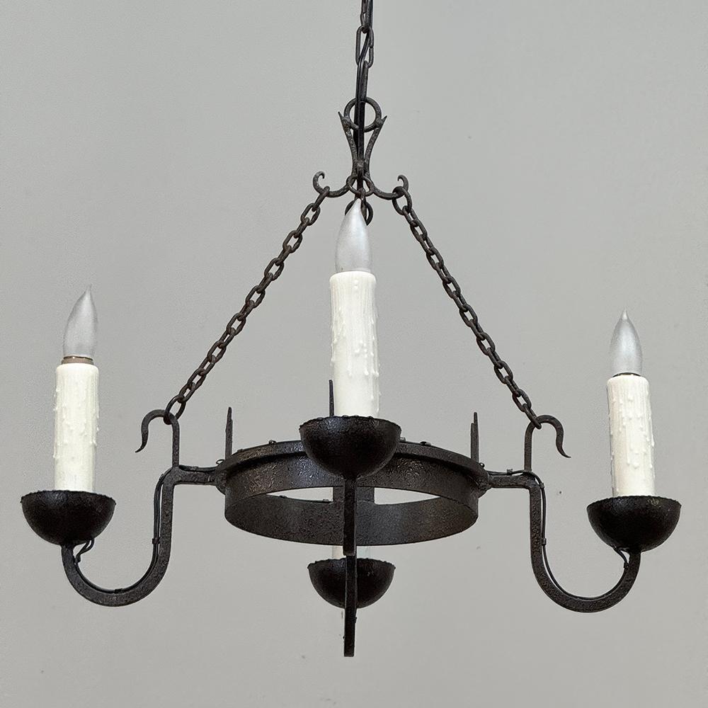 Antique Country French Wrought Iron Chandelier For Sale 1