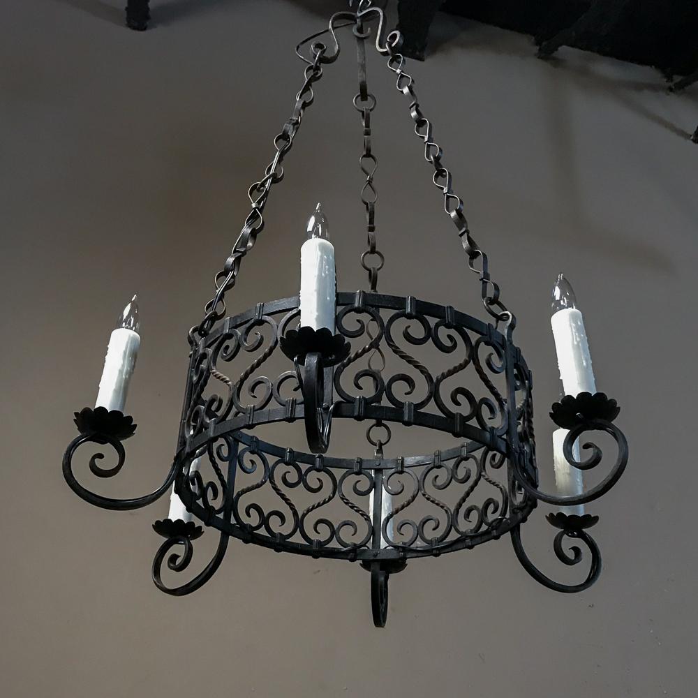 Antique Country French Wrought Iron Chandelier 2