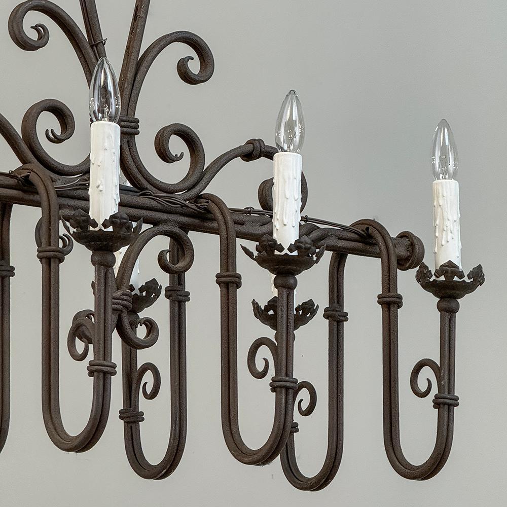 Antique Country French Wrought Iron Chandelier For Sale 1