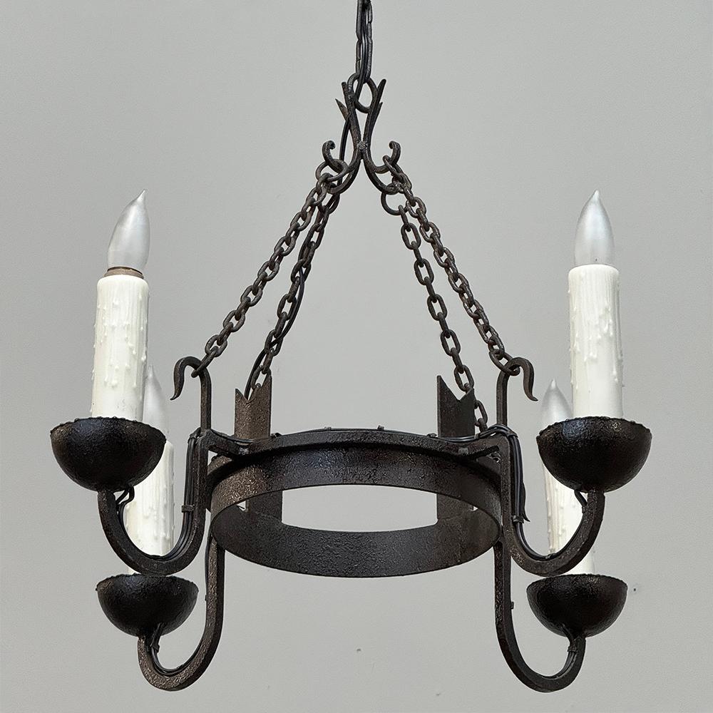 Antique Country French Wrought Iron Chandelier For Sale 2