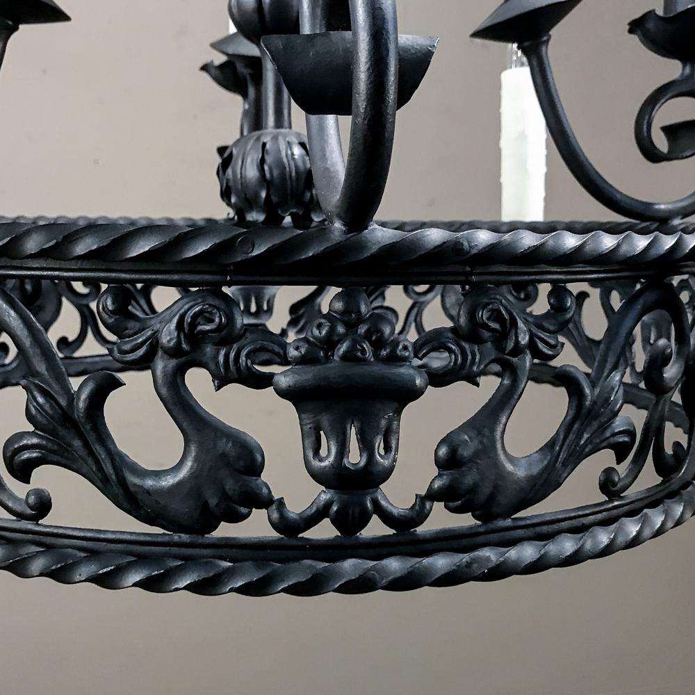 Antique Country French Wrought Iron Chandelier 3