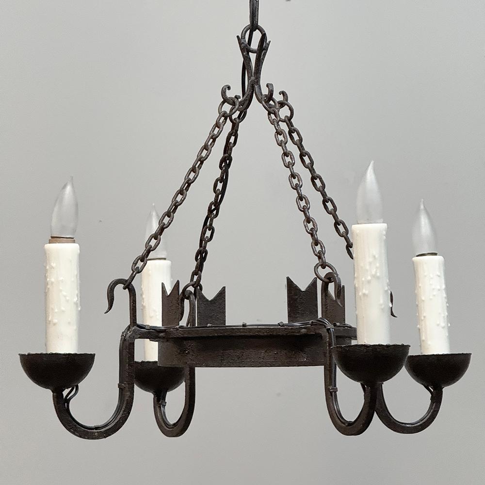 Antique Country French Wrought Iron Chandelier For Sale 3