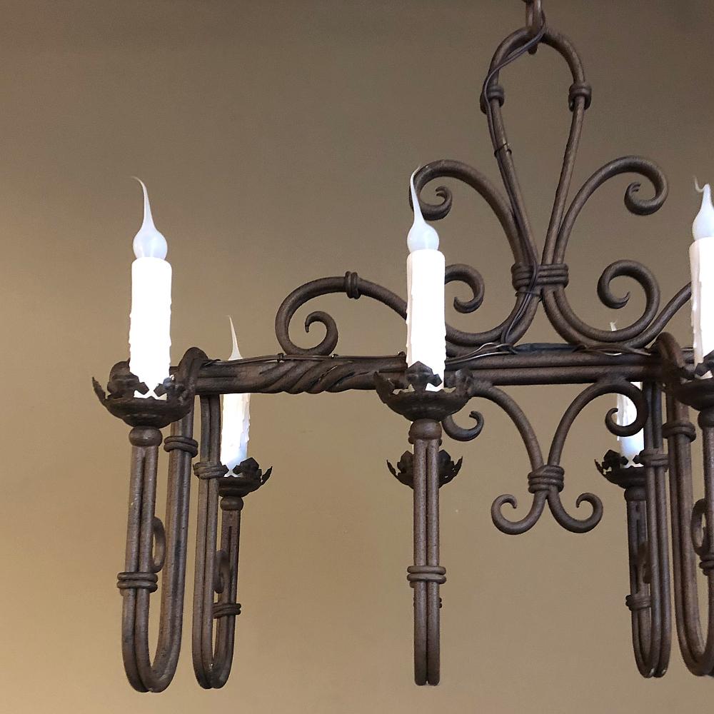 Antique Country French Wrought Iron Chandelier For Sale 1
