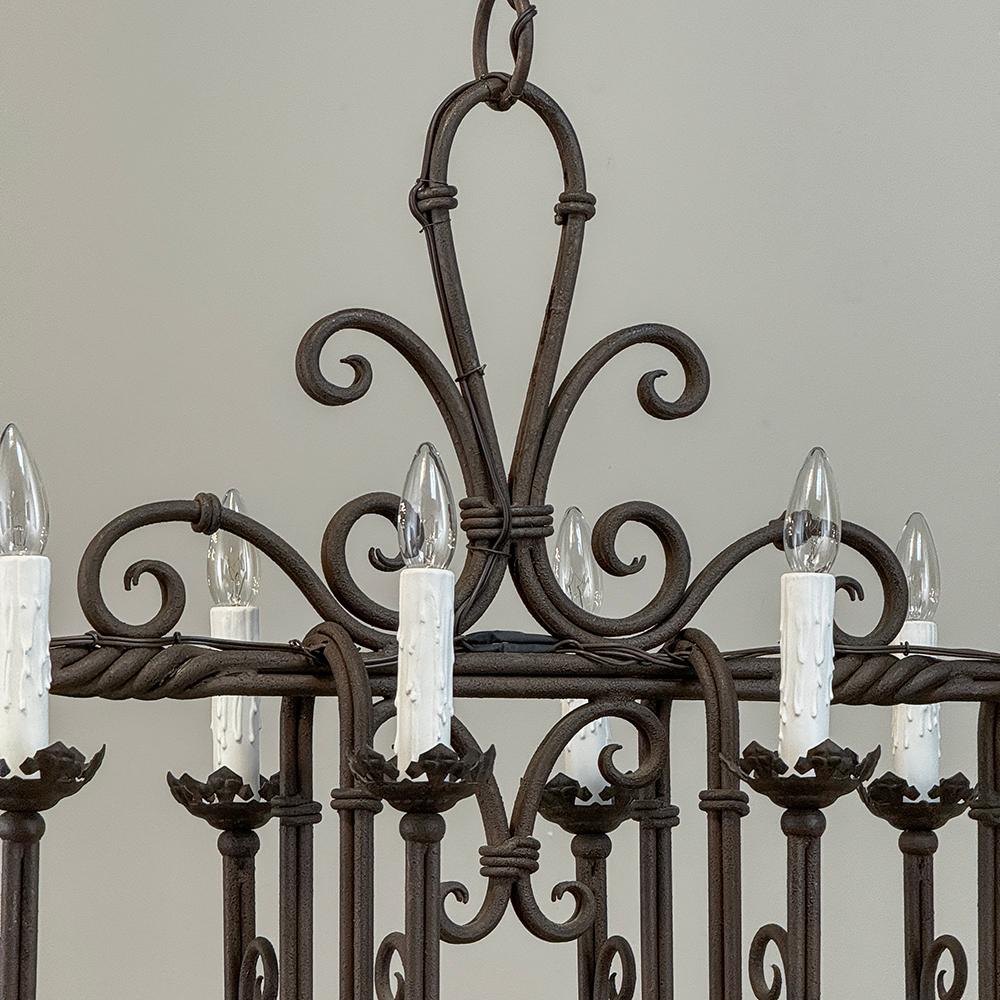Antique Country French Wrought Iron Chandelier For Sale 3