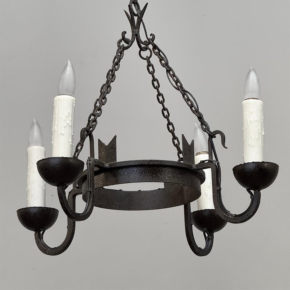 Antique Country French Wrought Iron Chandelier For Sale 4