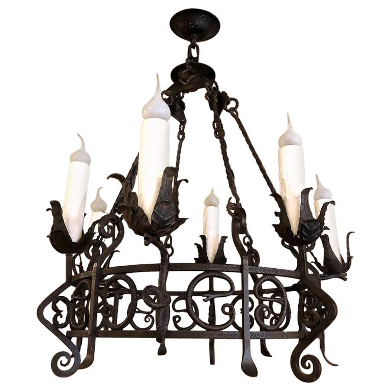 Antique Country French Wrought Iron Chandelier For At 1stdibs French Wrought Iron Chandelier, French Country Iron Chandelier